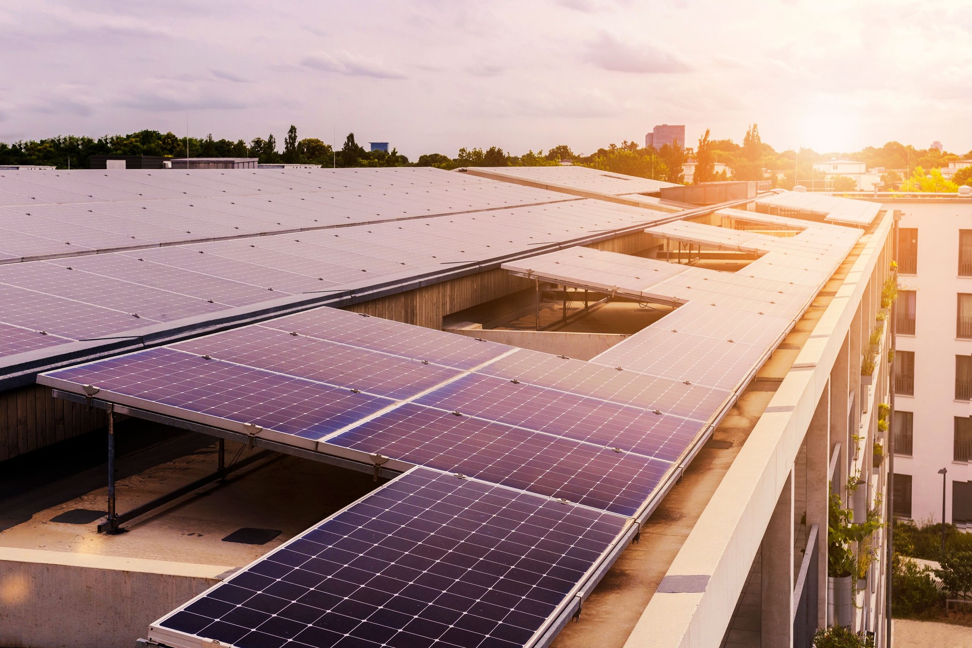 Solar Panel Roof Building on Skyscrapers