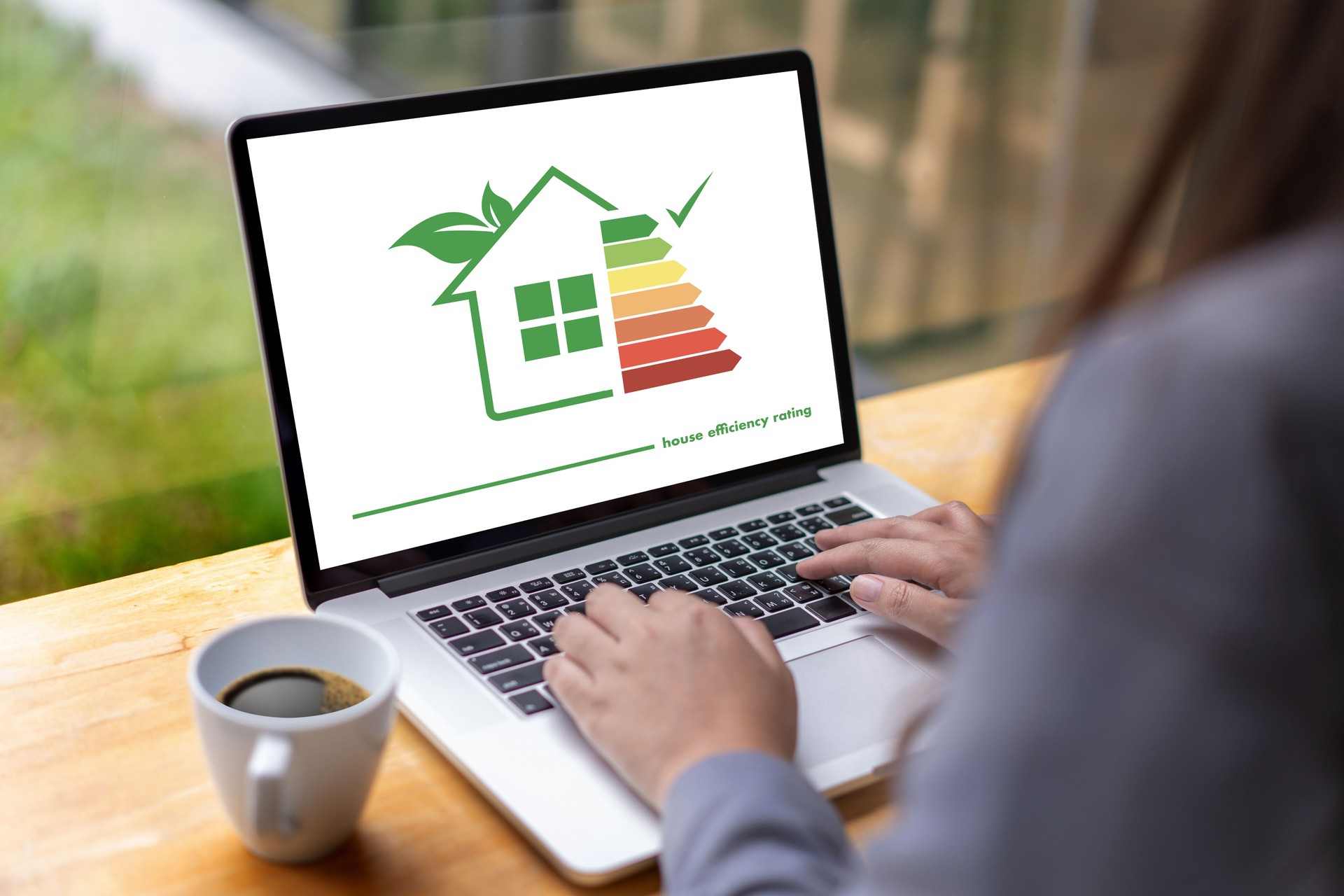 green house checking Detail of house efficiency rating good ecological and bio energetic house efficiency rating  Concept
